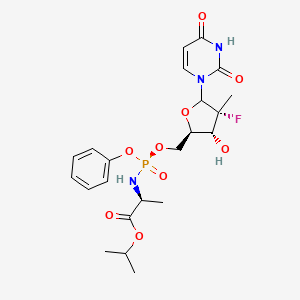 molecular formula C22H29FN3O9P B7947615 propan-2-yl (2S)-2-[[[(2R,3R,4R)-5-(2,4-dioxopyrimidin-1-yl)-4-fluoro-3-hydroxy-4-methyloxolan-2-yl]methoxy-phenoxyphosphoryl]amino]propanoate 