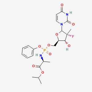 molecular formula C22H29FN3O9P B7947617 propan-2-yl (2S)-2-[[[(2R,3R,4R)-5-(2,4-dioxopyrimidin-1-yl)-4-fluoro-3-hydroxy-4-methyloxolan-2-yl]methoxy-phenoxyphosphoryl]amino]propanoate 