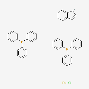 molecular formula C45H37ClP2Ru B7947718 Chloro(indenyl)bis(triphenylphosphine)ruthenium(II), may contain <=1 molar equivalent dichloromethane/acetone 