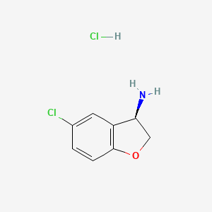 molecular formula C8H9Cl2NO B7947831 (R)-5-Chloro-2,3-dihydrobenzofuran-3-amine hydrochloride 