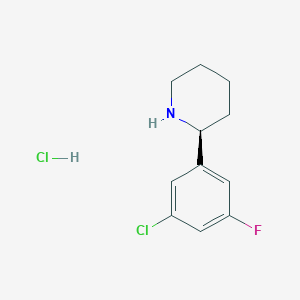 molecular formula C11H14Cl2FN B7947918 (S)-2-(3-chloro-5-fluorophenyl)piperidine hydrochloride 