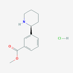 molecular formula C13H18ClNO2 B7947931 (S)-Methyl 3-(piperidin-2-yl)benzoate hydrochloride 