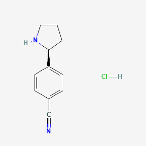 molecular formula C11H13ClN2 B7947935 (s)-4-(Pyrrolidin-2-yl)benzonitrile hydrochloride 