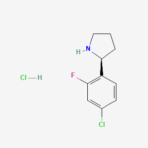molecular formula C10H12Cl2FN B7947946 (S)-2-(4-Chloro-2-fluorophenyl)pyrrolidine hydrochloride 