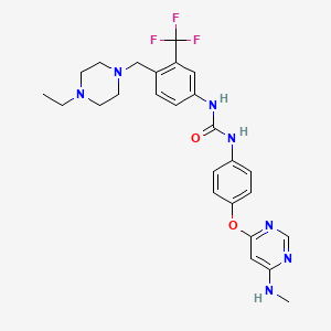 molecular formula C26H30F3N7O2 B7948040 1-(4-((4-Ethylpiperazin-1-yl)methyl)-3-(trifluoromethyl)phenyl)-3-(4-((6-(methylamino)pyrimidin-4-yl)oxy)phenyl)urea CAS No. 1069112-48-6