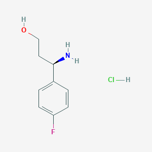 molecular formula C9H13ClFNO B7948059 (R)-3-(4-Fluorophenyl)-beta-alaninol hcl 