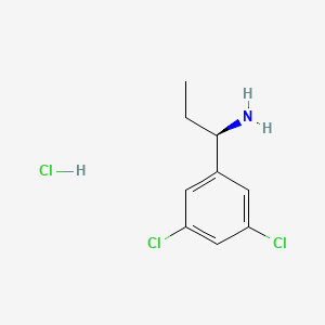 molecular formula C9H12Cl3N B7948083 (R)-1-(3,5-Dichlorophenyl)propan-1-amine hydrochloride 