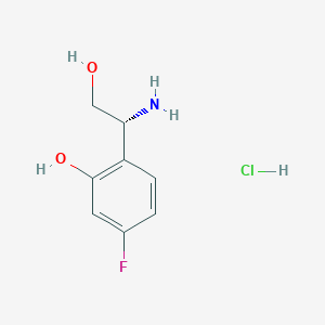 molecular formula C8H11ClFNO2 B7948237 (R)-2-(1-Amino-2-hydroxyethyl)-5-fluorophenol hydrochloride 
