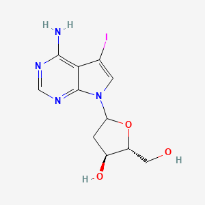 molecular formula C11H13IN4O3 B7948349 (2R,3S)-5-(4-amino-5-iodopyrrolo[2,3-d]pyrimidin-7-yl)-2-(hydroxymethyl)oxolan-3-ol 