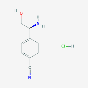 molecular formula C9H11ClN2O B7948390 (S)-4-(1-Amino-2-hydroxyethyl)benzonitrile hydrochloride 