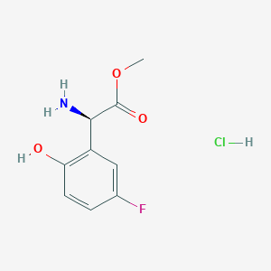 molecular formula C9H11ClFNO3 B7948546 (R)-Methyl 2-amino-2-(5-fluoro-2-hydroxyphenyl)acetate hydrochloride 