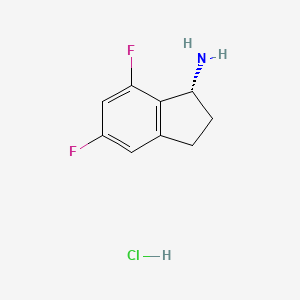 molecular formula C9H10ClF2N B7948634 (R)-5,7-Difluoro-2,3-dihydro-1H-inden-1-amine hydrochloride 