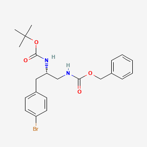 molecular formula C22H27BrN2O4 B7949424 Carbamic acid, N-[(2S)-3-(4-bromophenyl)-2-[[(1,1-dimethylethoxy)carbonyl]amino]propyl]-, phenylmethyl ester 