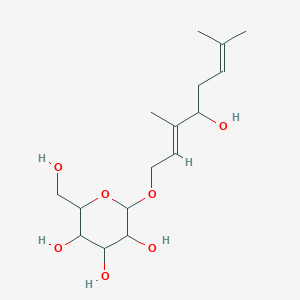 molecular formula C16H28O7 B7949510 2-[(2E)-4-hydroxy-3,7-dimethylocta-2,6-dienoxy]-6-(hydroxymethyl)oxane-3,4,5-triol 