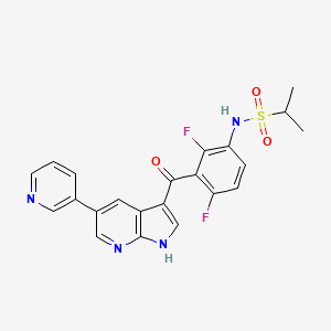 molecular formula C22H18F2N4O3S B7949548 N-[2,4-Difluoro-3-[[5-(3-pyridinyl)-1H-pyrrolo[2,3-b]pyridin-3-yl]carbonyl]phenyl]-2-propanesulfonamide 