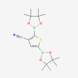 molecular formula C17H25B2NO4S B7949770 2,2'-(3-Cyanothiophene-2,5-diyl)bis(4,4,5,5-tetramethyl-1,3,2-dioxaborolane) 