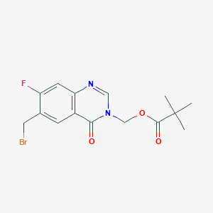 molecular formula C15H16BrFN2O3 B7950130 (6-(bromomethyl)-7-fluoro-4-oxoquinazolin-3(4H)-yl)methyl pivalate 
