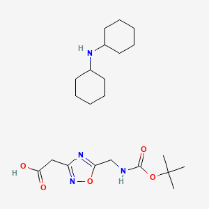 molecular formula C22H38N4O5 B7950206 N-cyclohexylcyclohexanamine;2-[5-[[(2-methylpropan-2-yl)oxycarbonylamino]methyl]-1,2,4-oxadiazol-3-yl]acetic acid 