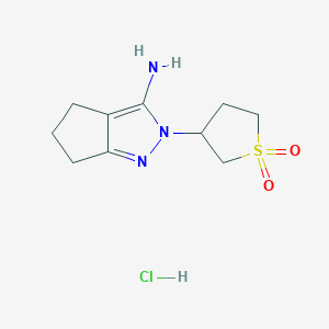 molecular formula C10H16ClN3O2S B7950406 3-(3-amino-5,6-dihydrocyclopenta[c]pyrazol-2(4H)-yl)tetrahydrothiophene 1,1-dioxide hydrochloride 