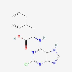 molecular formula C14H12ClN5O2 B7950424 (S)-2-((2-chloro-9H-purin-6-yl)amino)-3-phenylpropanoic acid 