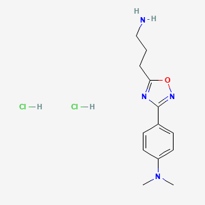 molecular formula C13H20Cl2N4O B7950450 4-(5-(3-aminopropyl)-1,2,4-oxadiazol-3-yl)-N,N-dimethylaniline dihydrochloride 