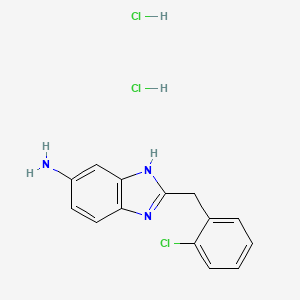 molecular formula C14H14Cl3N3 B7950509 2-(2-chlorobenzyl)-1H-benzo[d]imidazol-5-amine dihydrochloride 