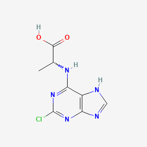 molecular formula C8H8ClN5O2 B7950576 (R)-2-((2-chloro-9H-purin-6-yl)amino)propanoic acid 