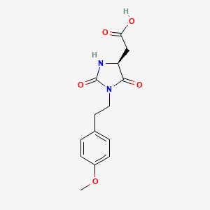 molecular formula C14H16N2O5 B7950610 (S)-2-(1-(4-methoxyphenethyl)-2,5-dioxoimidazolidin-4-yl)acetic acid 