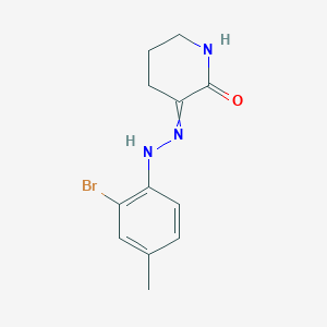 molecular formula C12H14BrN3O B7950690 3-[(2-Bromo-4-methylphenyl)hydrazinylidene]piperidin-2-one 