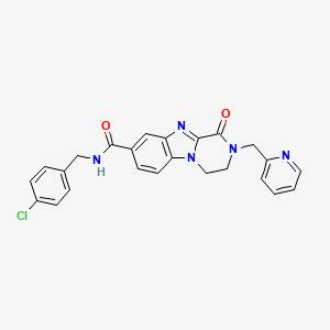 molecular formula C24H20ClN5O2 B7950707 N-(4-chlorobenzyl)-1-oxo-2-(pyridin-2-ylmethyl)-1,2,3,4-tetrahydropyrazino[1,2-a]benzimidazole-8-carboxamide 