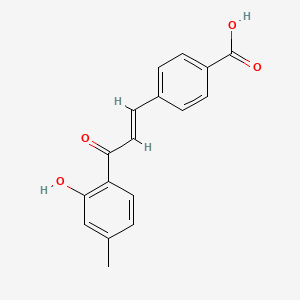 molecular formula C17H14O4 B7950752 4-[(E)-3-(2-hydroxy-4-methylphenyl)-3-oxoprop-1-enyl]benzoic acid 