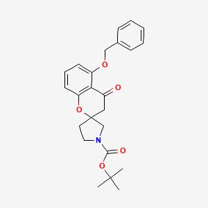 molecular formula C24H27NO5 B7950756 tert-butyl 4-oxo-5-phenylmethoxyspiro[3H-chromene-2,3'-pyrrolidine]-1'-carboxylate 