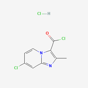 molecular formula C9H7Cl3N2O B7950808 7-Chloro-2-methylimidazo[1,2-a]pyridine-3-carbonyl chloride hydrochloride 