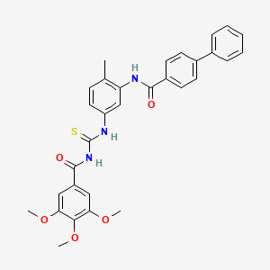3,4,5-trimethoxy-N-[[4-methyl-3-[(4-phenylbenzoyl)amino]phenyl]carbamothioyl]benzamide