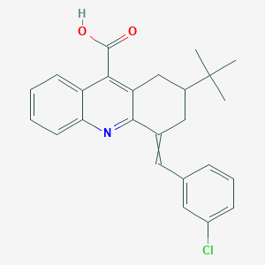 molecular formula C25H24ClNO2 B7950855 2-tert-butyl-4-[(3-chlorophenyl)methylidene]-2,3-dihydro-1H-acridine-9-carboxylic acid 