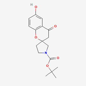 molecular formula C17H21NO5 B7950885 tert-butyl 6-hydroxy-4-oxospiro[3H-chromene-2,3'-pyrrolidine]-1'-carboxylate 