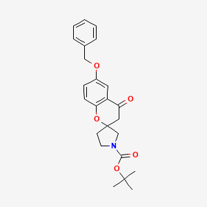 molecular formula C24H27NO5 B7950892 tert-butyl 4-oxo-6-phenylmethoxyspiro[3H-chromene-2,3'-pyrrolidine]-1'-carboxylate 