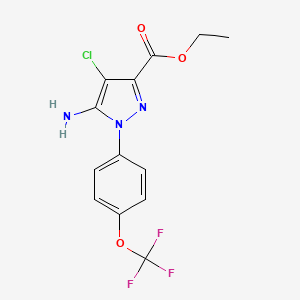 molecular formula C13H11ClF3N3O3 B7950920 Ethyl 5-amino-4-chloro-1-[4-(trifluoromethoxy)phenyl]pyrazole-3-carboxylate 