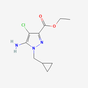 molecular formula C10H14ClN3O2 B7950933 Ethyl 5-amino-4-chloro-1-(cyclopropylmethyl)pyrazole-3-carboxylate 