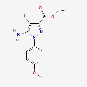 molecular formula C13H14IN3O3 B7950942 Ethyl 5-amino-4-iodo-1-(4-methoxyphenyl)pyrazole-3-carboxylate 