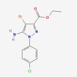 molecular formula C12H11BrClN3O2 B7950948 Ethyl 5-amino-4-bromo-1-(4-chlorophenyl)pyrazole-3-carboxylate 