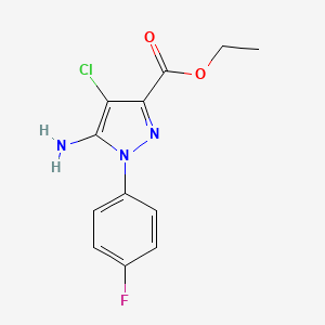 molecular formula C12H11ClFN3O2 B7950995 Ethyl 5-amino-4-chloro-1-(4-fluorophenyl)pyrazole-3-carboxylate 