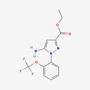 molecular formula C13H12F3N3O3 B7951003 Ethyl 5-amino-1-[2-(trifluoromethoxy)phenyl]pyrazole-3-carboxylate 