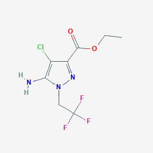 molecular formula C8H9ClF3N3O2 B7951050 Ethyl 5-amino-4-chloro-1-(2,2,2-trifluoroethyl)pyrazole-3-carboxylate 