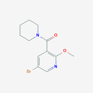 molecular formula C12H15BrN2O2 B7951113 (5-Bromo-2-methoxypyridin-3-yl)(piperidin-1-yl)methanone 