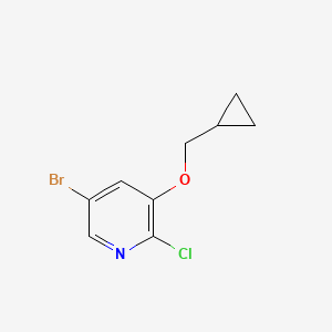molecular formula C9H9BrClNO B7951156 5-Bromo-2-chloro-3-(cyclopropylmethoxy)pyridine 
