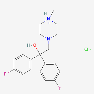 molecular formula C19H23ClF2N2O B7951177 1,1-Bis(4-fluorophenyl)-2-(4-methylpiperazin-4-ium-1-yl)ethanol;chloride 