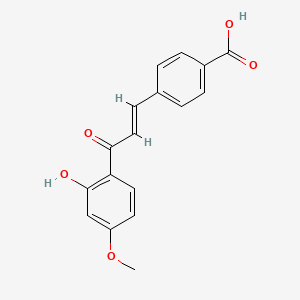 molecular formula C17H14O5 B7951308 4-[(E)-3-(2-hydroxy-4-methoxyphenyl)-3-oxoprop-1-enyl]benzoic acid 