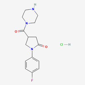 1-(4-Fluorophenyl)-4-(piperazine-1-carbonyl)pyrrolidin-2-one;hydrochloride