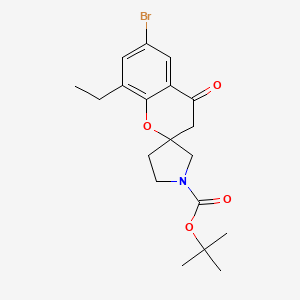 molecular formula C19H24BrNO4 B7951366 tert-butyl 6-bromo-8-ethyl-4-oxospiro[3H-chromene-2,3'-pyrrolidine]-1'-carboxylate 